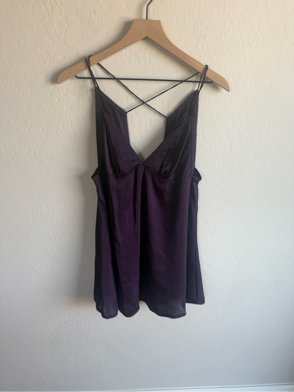Free People Deep Plum Satin Nightgown Slip Dress XS Comfy Relax Sexy